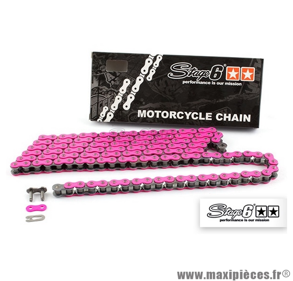 Chaîne renforcée HQ mécaboîte Stage 6 140 maillons D420, couleur Fluo Rose