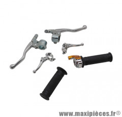 Kit poignée gaz+levier mini targa metal chrome pour mob peugeot 103, mbk 51