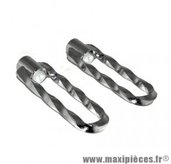 Paire de reposes pieds pilote u torsade acier chrome pour cyclo peugeot 103 / mbk 51