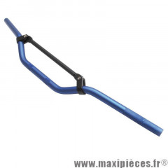 Guidon de 50 a boite cross alu bleu l810mm h50mm avec barre de renfort noir