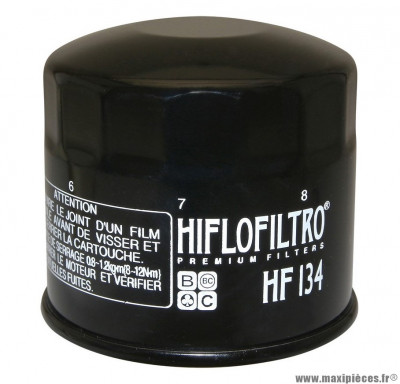 Filtre à huile Hiflofiltro HF134 (80x76mm) pièce pour Moto : SUZUKI 750 GSX-R 1985>1987, 1200 GV, 1400 GV