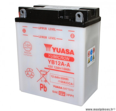 Batterie 12v 12ah yb12a-a yasa avec entretien (lg134x80x160) pièce pour Scooter, Mécaboite, Maxi Scooter, Moto, Quad