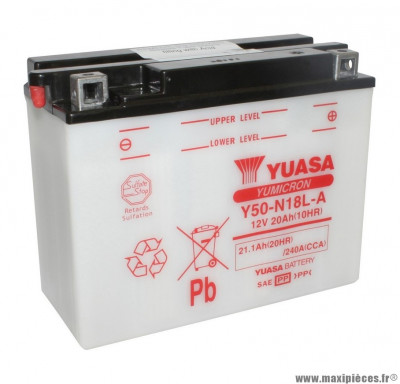 Batterie 12v 20ah y50n18l-a yuasa avec entretien (lg205xl90xh162) pièce pour Scooter, Mécaboite, Maxi Scooter, Moto, Quad