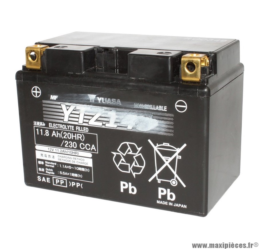 Batterie 12v 11,8ah ytz14s yuasa sans entretien gel pret a l'emploi (lg150xl87xh110) pièce pour Scooter, Mécaboite, Maxi Scooter, Moto, Quad