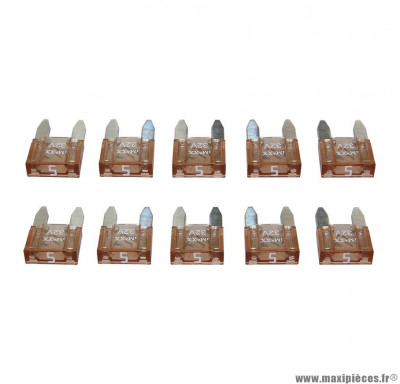 Fusible plat enfichable miniature 5a (sachet de 10) pièce pour Scooter, Mécaboite, Mobylette, Maxi Scooter, Moto, Quad