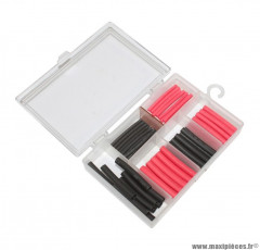 Gaine thermoretractable noir et rouge (boite de 60 pieces) pièce pour Scooter, Mécaboite, Mobylette, Maxi Scooter, Moto, Quad