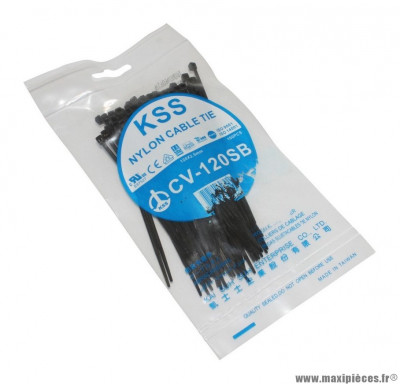 Collier de serrage (Rilsan / Rislan / Colson) noir longueur 120mm largeur 2,5mm (x100)