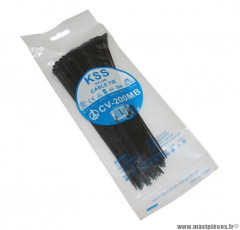 Collier de serrage (Rilsan / Rislan / Colson) noir longueur 200mm largeur 2,5mm (x100)