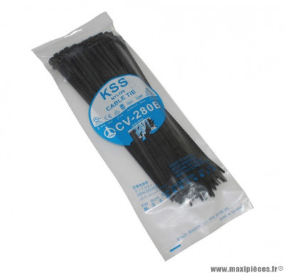 Collier de serrage (Rilsan / Rislan / Colson) noir longueur 280mm largeur 4,8mm (x100)