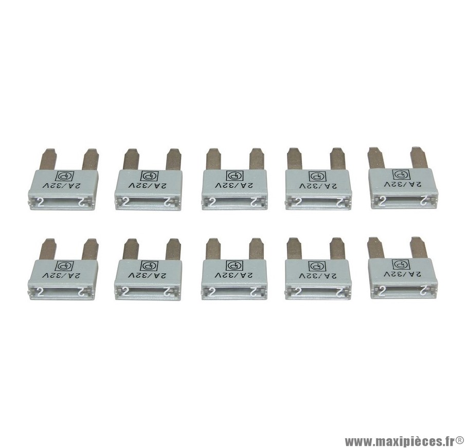 Fusible plat enfichable miniature 2a (sachet de 10) pièce pour Scooter, Mécaboite, Mobylette, Maxi Scooter, Moto, Quad