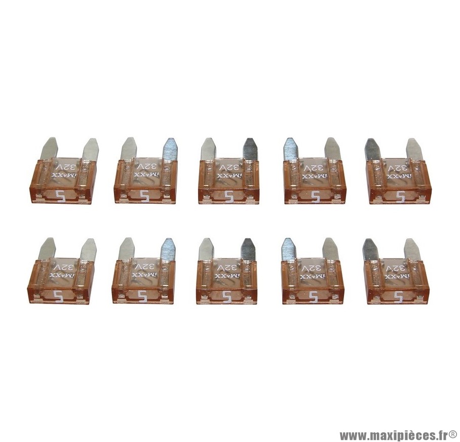 Fusible plat enfichable miniature 5a (sachet de 10) pièce pour Scooter, Mécaboite, Mobylette, Maxi Scooter, Moto, Quad