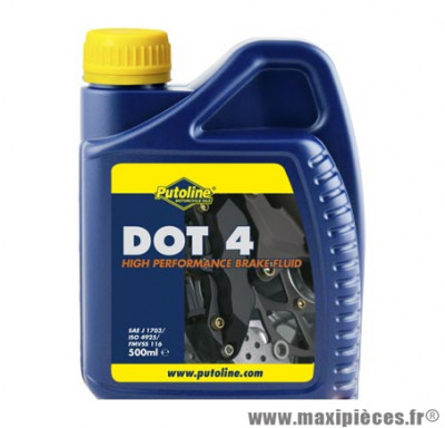 Liquide frein dot4 Putoline universel brake fluid vendu en 500ml pièce pour Scooter, Mécaboite, Mobylette, Maxi Scooter, Moto, Quad