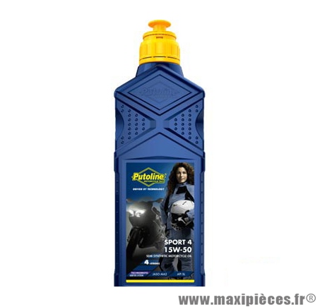 Huile moteur 4 temps Putoline moto sport 4 15w50 vendu en 1L - semi-synthétique pièce pour Scooter, Moto, Quad, Maxi Scooter