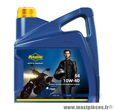 Huile moteur 4 temps Putoline moto s4 10w40 vendu en 4L - semi-synthétique pièce pour Scooter, Moto, Quad, Maxi Scooter