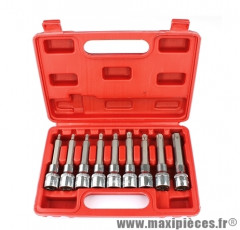 Coffret 9 embouts torx 6 pans (T20 - T25 - T27 - T30 - T40 - T45 - T50 - T55 - T60)