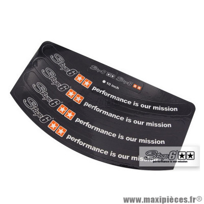 Stickers Stage 6 / Autocollants de jantes 10 pouces, couleur noir