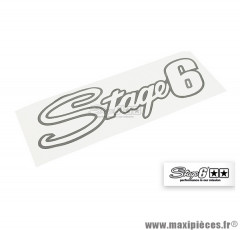 Sticker / Autocollant Stage 6 couleur gris alu 20x6cm, logo pré-découpé