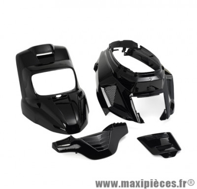 Kit carrosserie Replay (7 pièces) design noir brillant pour mbk booster / yamaha bws après 2004