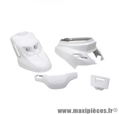 Kit carrosserie Replay (4 pièces avec kit éclairage) design édition blanc brillant pour scooter mbk booster / yamaha 50 bws après 2004