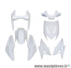 Kit carrosserie (8 pièces) blanc pour scooter mbk nitro / yamaha aerox de 97 à 2012