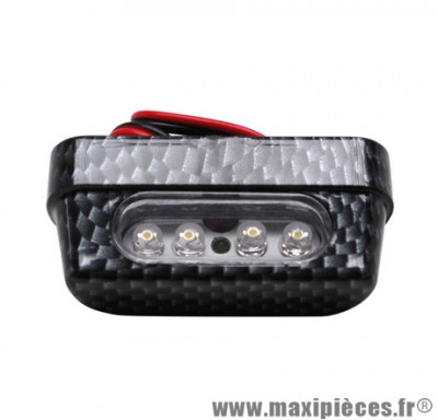 Éclairage de plaque immatriculation à leds rectangle carbone homologué CE