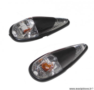 Paire d'éclairages décoration goutte d'eau fender transparent / noir ampoule orange
