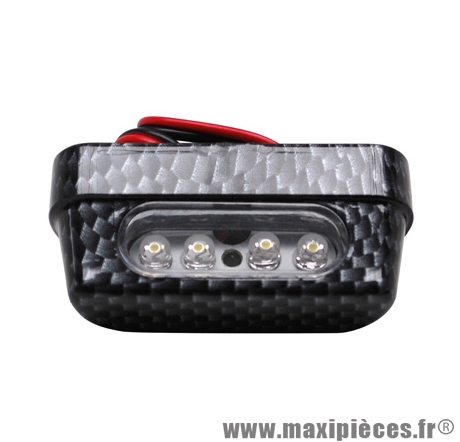 Éclairage de plaque immatriculation à leds rectangle carbone homologué CE