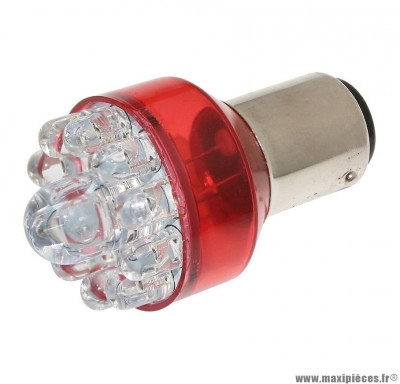 Ampoule / lampe 12v à leds 21 / 5w culot BAY15D rouge (feu + stop)