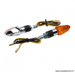 Paire de clignotants universel Replay micro flèche à lampe orange / chrome homologué CE