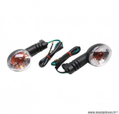 Paire de clignotants transparent / noir homologué CE pour scooter peugeot ludix