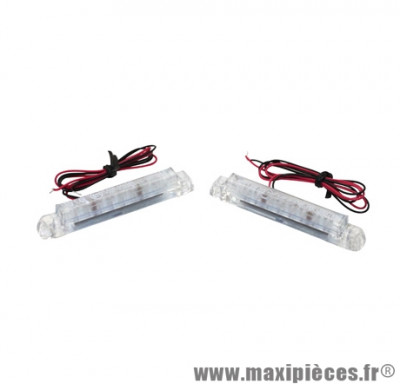 Paire de clignotants universel Replay barrette transparent à leds (8 leds orange) homologué CE