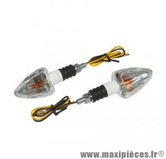 Paire de clignotants universel Replay mini triangle transparent / blanc à lampe orange