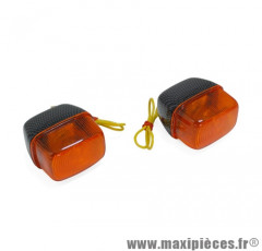 Paire de clignotants avant orange carbone pour scooter mbk booster / yamaha bws 1990>2003