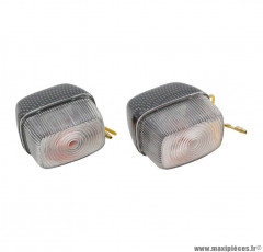 Paire de clignotants avant transparent / carbone pour scooter mbk booster / yamaha bws 1990>2003