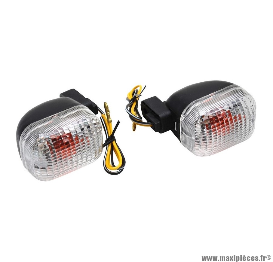 Paire de clignotants arrière transparent / noir pour scooter peugeot tkr, trekker, squab