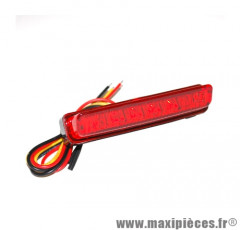 Feu arrière universel à leds barrette rouge avec stop (6 leds rouges) (l78mm, h25mm) homologué CE