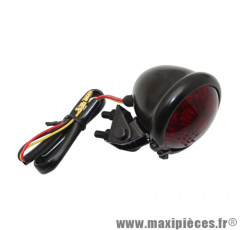 Feu arrière universel Replay à leds rond acier rouge / noir avec stop + feu de position (8 leds rouges) homologué CE