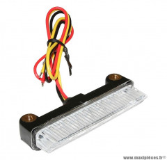 Feu arrière universel à leds barrette transparent / noir avec stop (6 leds rouges) homologué CE