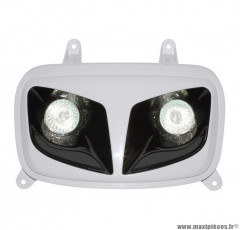 Double optique RR8 blanc / noir (avec 2 halogenes 20w) pour scooter mbk booster / yamaha bws après 2004