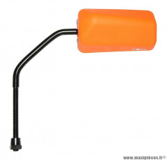 Rétroviseur F1 rubber mat orange fluo diamètre 8 réversible (tige longue noir) pour scooter