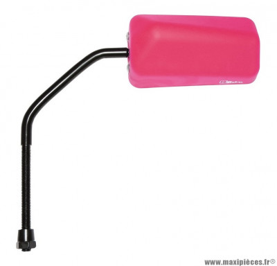 Rétroviseur F1 rubber mat rose fluo diamètre 8 réversible (tige longue noir) pour scooter