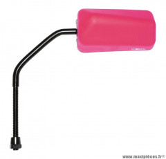 Rétroviseur F1 rubber mat rose fluo diamètre 8 réversible (tige longue noir) pour scooter