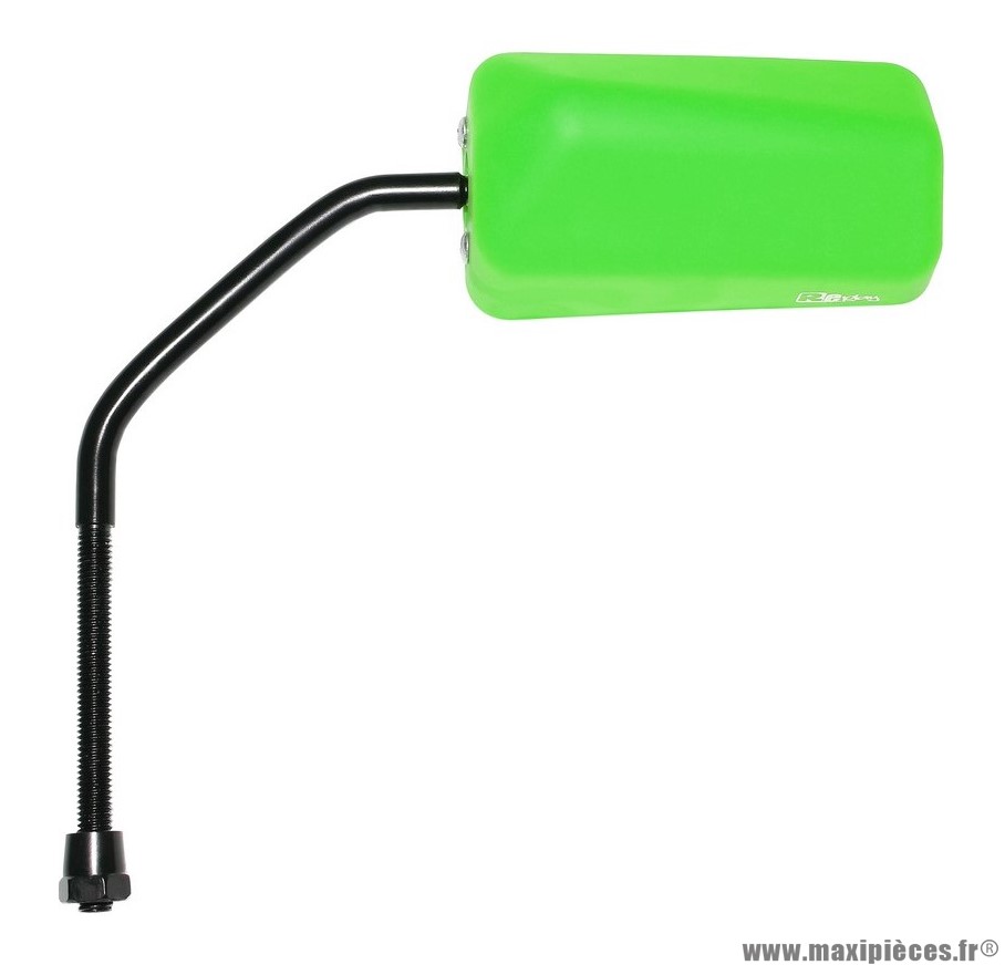 Rétroviseur F1 rubber mat vert fluo diamètre 8 réversible (tige longue noir) pour scooter