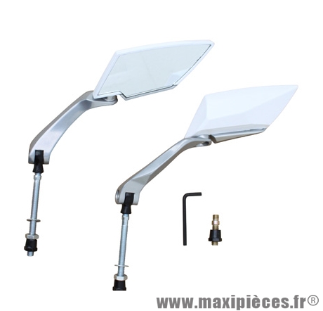 Paire de rétroviseurs Replay X-Run2 blanc (tige diamètre 8mm x l90mm) pour scooter