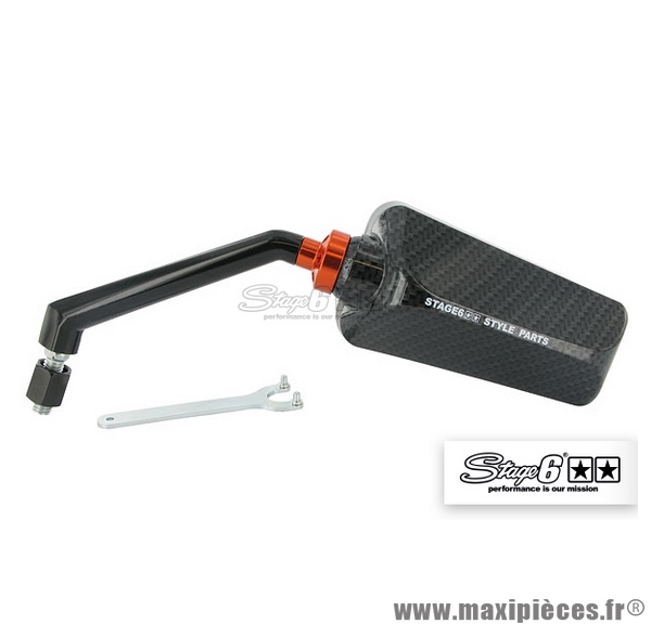 Rétroviseur F1 côté gauche couleur Look Carbone (diam. M8) marque Stage 6