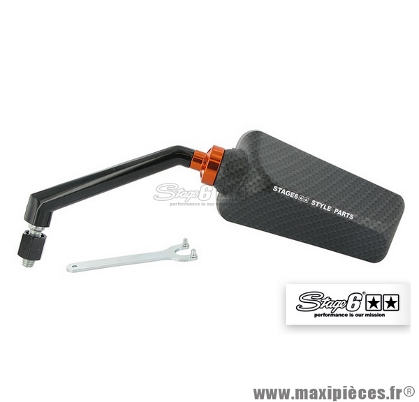 Rétroviseur F1 côté gauche couleur Carbone Mat (diam. M8) marque Stage 6