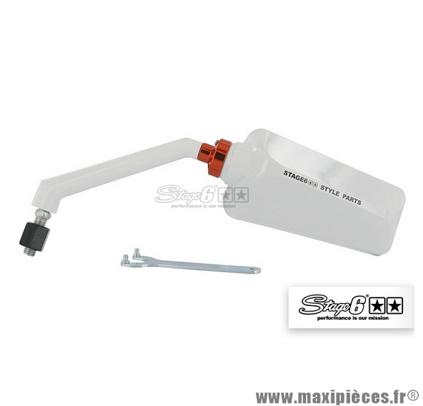 Rétroviseur F1 côté gauche couleur Blanc (diam. M8) marque Stage 6