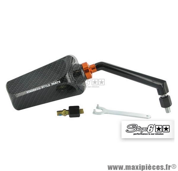 Rétroviseur F1 côté droit couleur Look Carbone (diam. M8) marque Stage 6