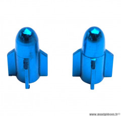 Bouchons de valve x2 Rocket alu bleu