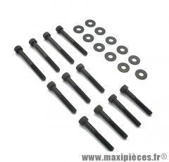 Kit 11 vis de carter acier noir 6x40 / 55 pour scooter peugeot tkr, trekker, speedfight, squab